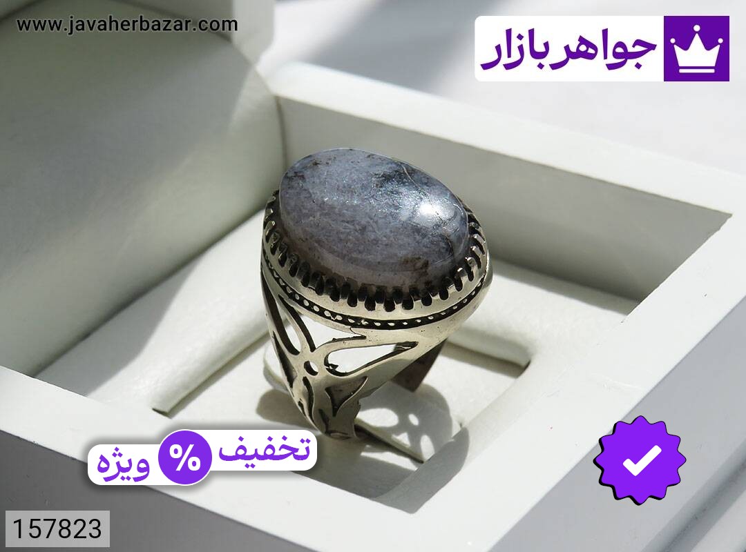 انگشتر نقره روس عقیق شجر زیبا مردانه [غیرنقره]
